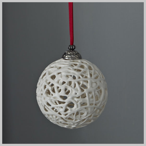 Tangled Web Bauble with Red Ribbon