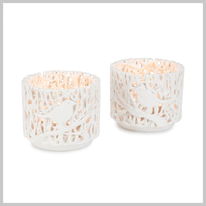 Pair of Tangled Web "Birds on a branch" Tea Light Holders