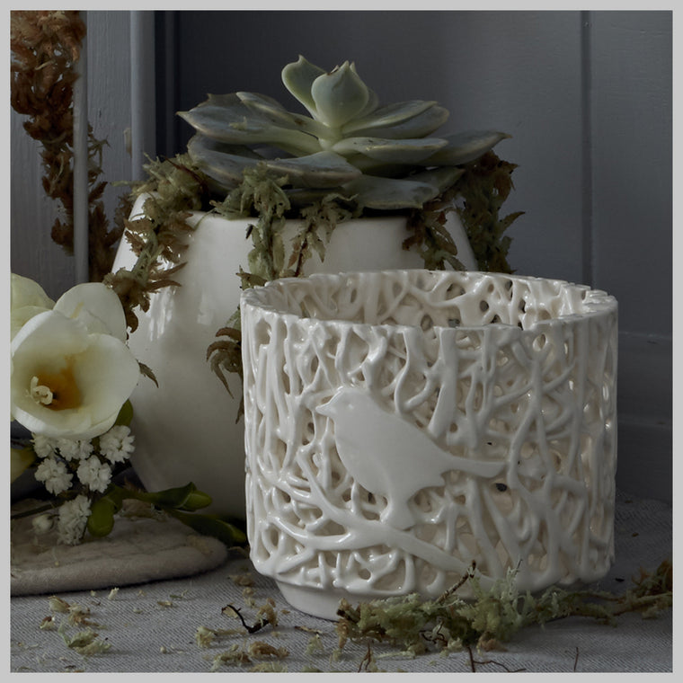 Individual Tangled Web "Bird on a branch"  Tea Light Holder