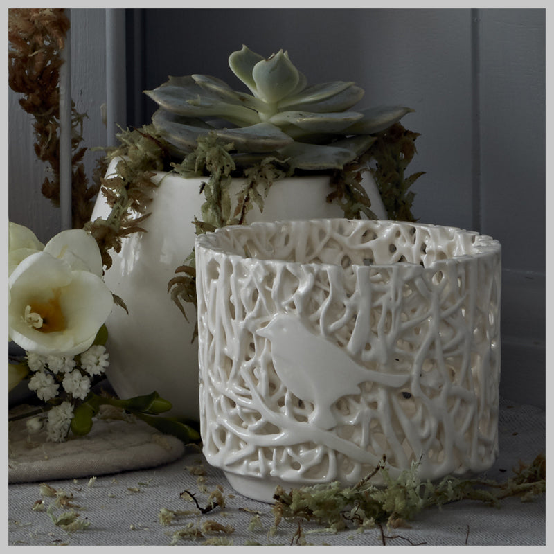 Individual Tangled Web "Bird on a branch"  Tea Light Holder
