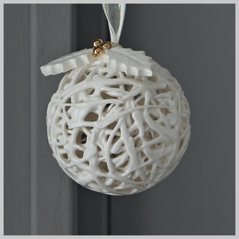 Tangled Web Bauble with Holly leaves and golden berries