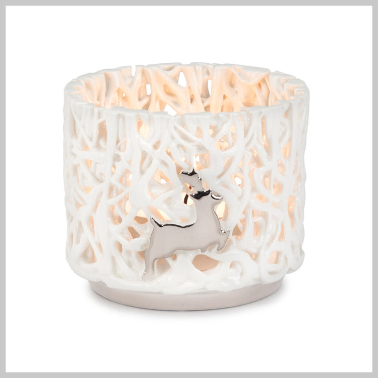 Tangled Web Small Tea Light holder with Platinum Reindeer